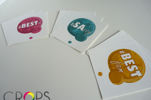 Colourful stickers, advertising agency
